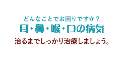 どんなことでお困りですか？耳・鼻・喉・口の病気 治るまでしっかり治療しましょう。